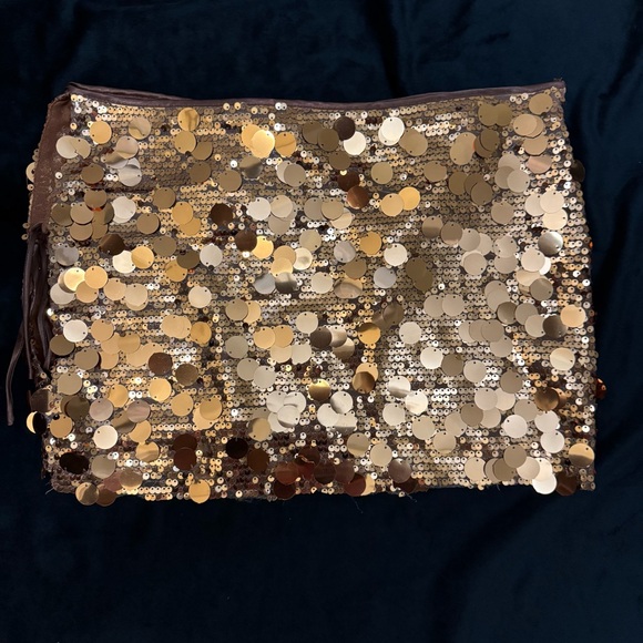 Sequin Mini Skirt Bronze Metallic Side Tie Festival Party NWT Size S Lioness - Picture 4 of 8